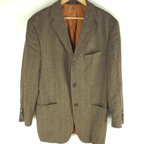 Hugo Boss Blazer Jacket Virgin Wool Tan Lined Single Vent Size 42R - Picture 1 of 8